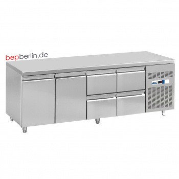 COOL-LINE Kühltisch 2260 x 700 x 850 mm,  2 Türe, 4 Schubladen, KT 2260 2T 4Z